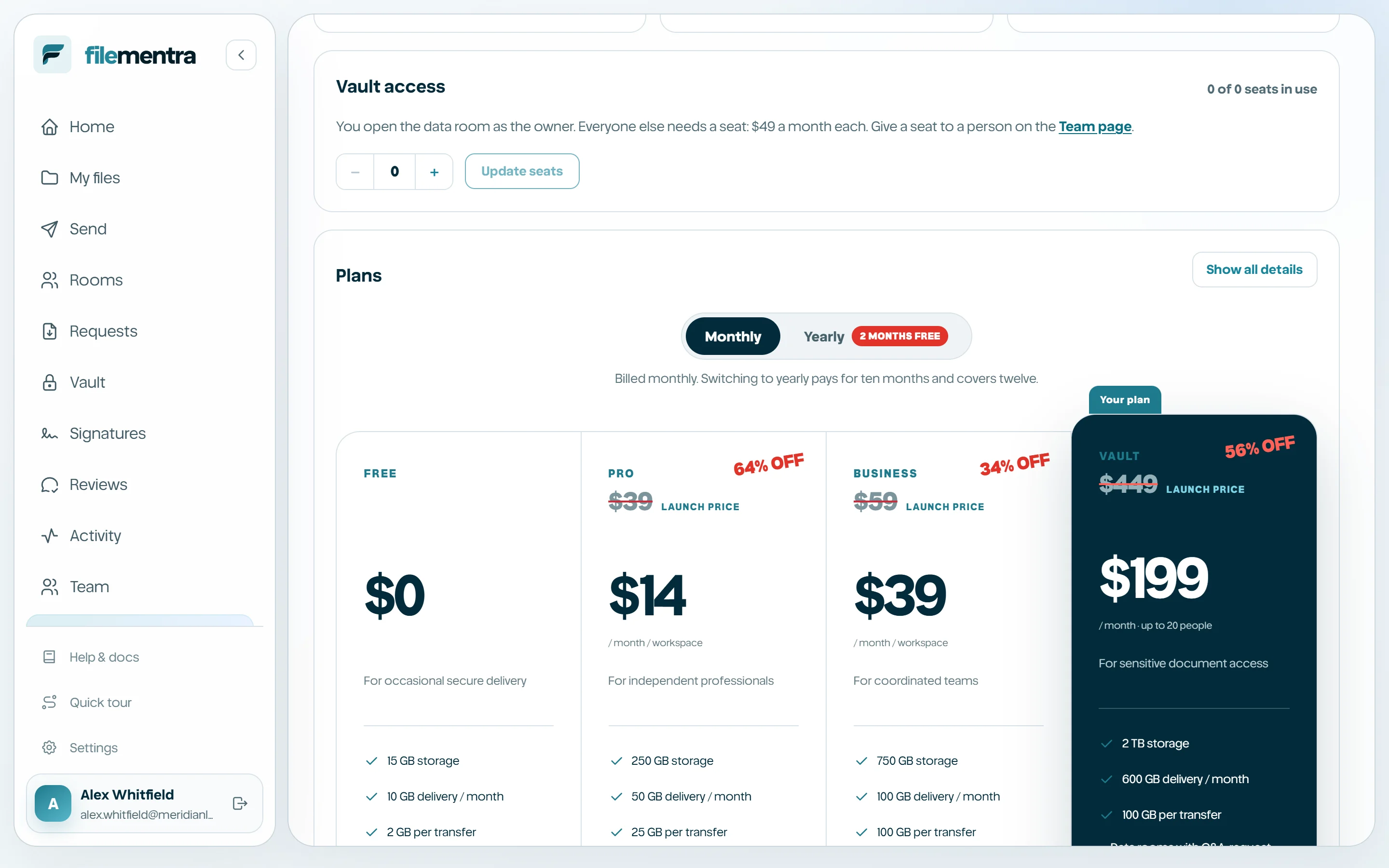 Step-up confirmation and subscription management controls.