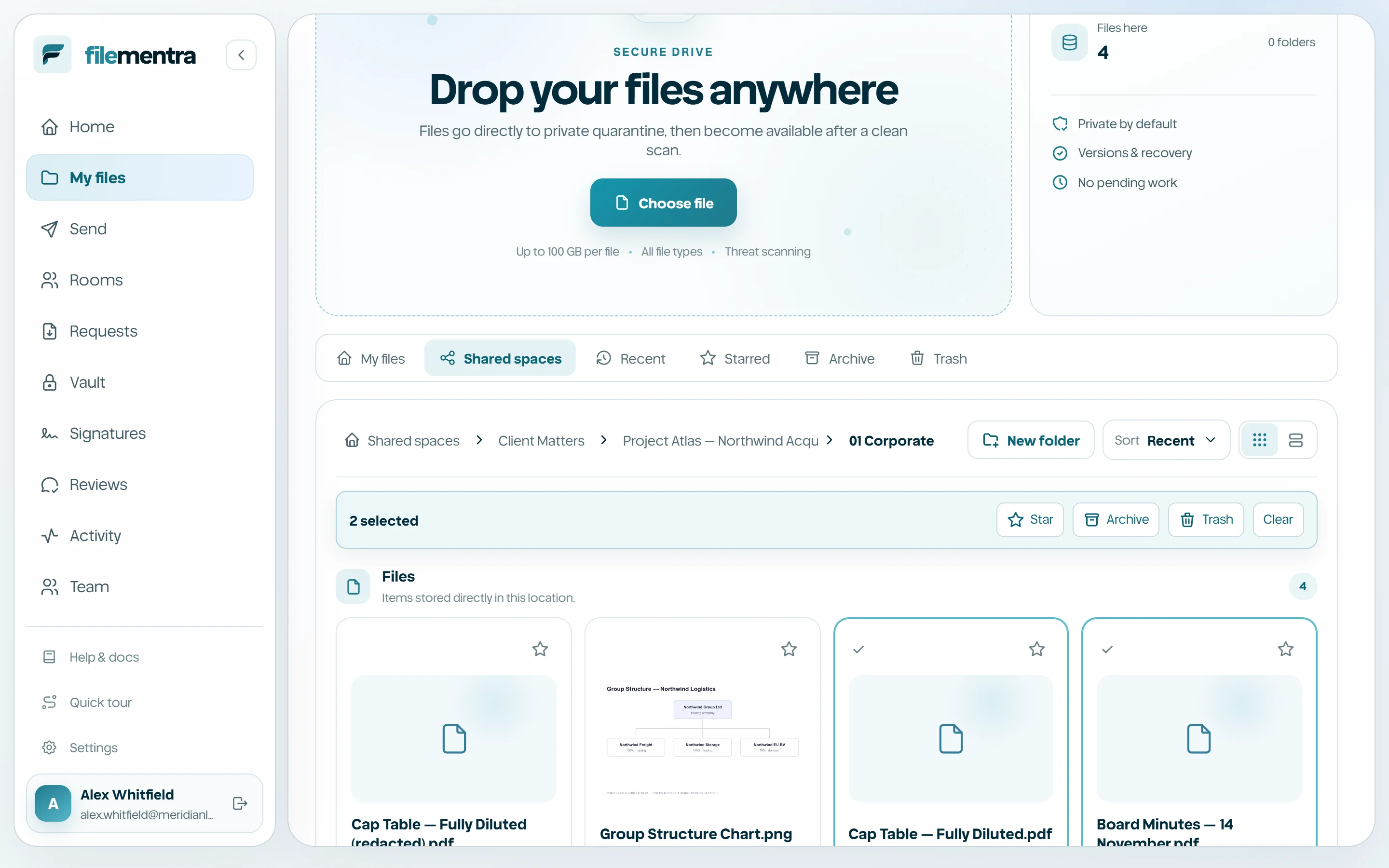Multi-selection toolbar with contextual actions.