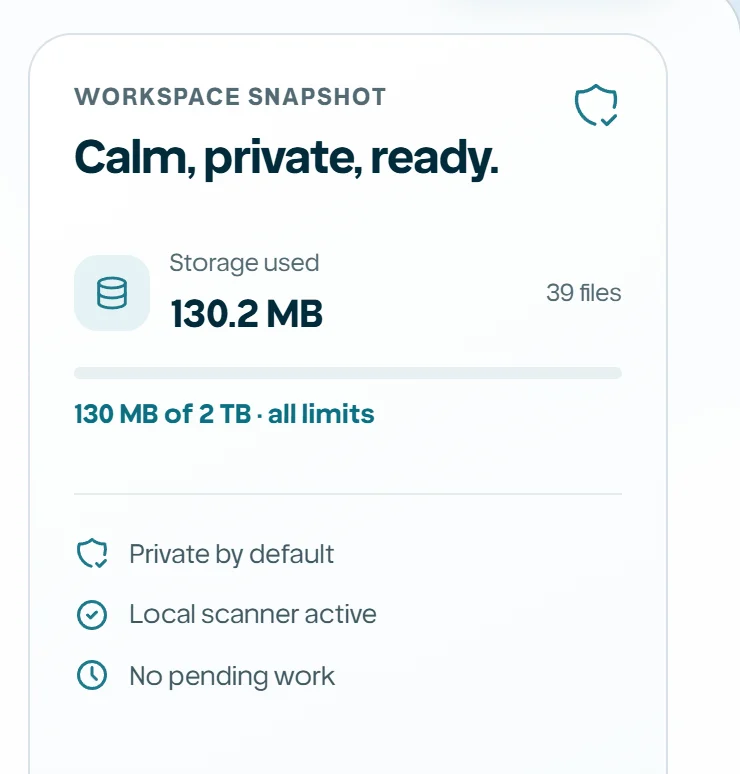 Complete Home page showing upload, snapshot, and recent files.