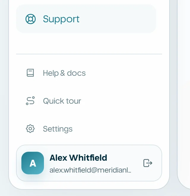 Workspace sidebar with the Quick tour action highlighted.