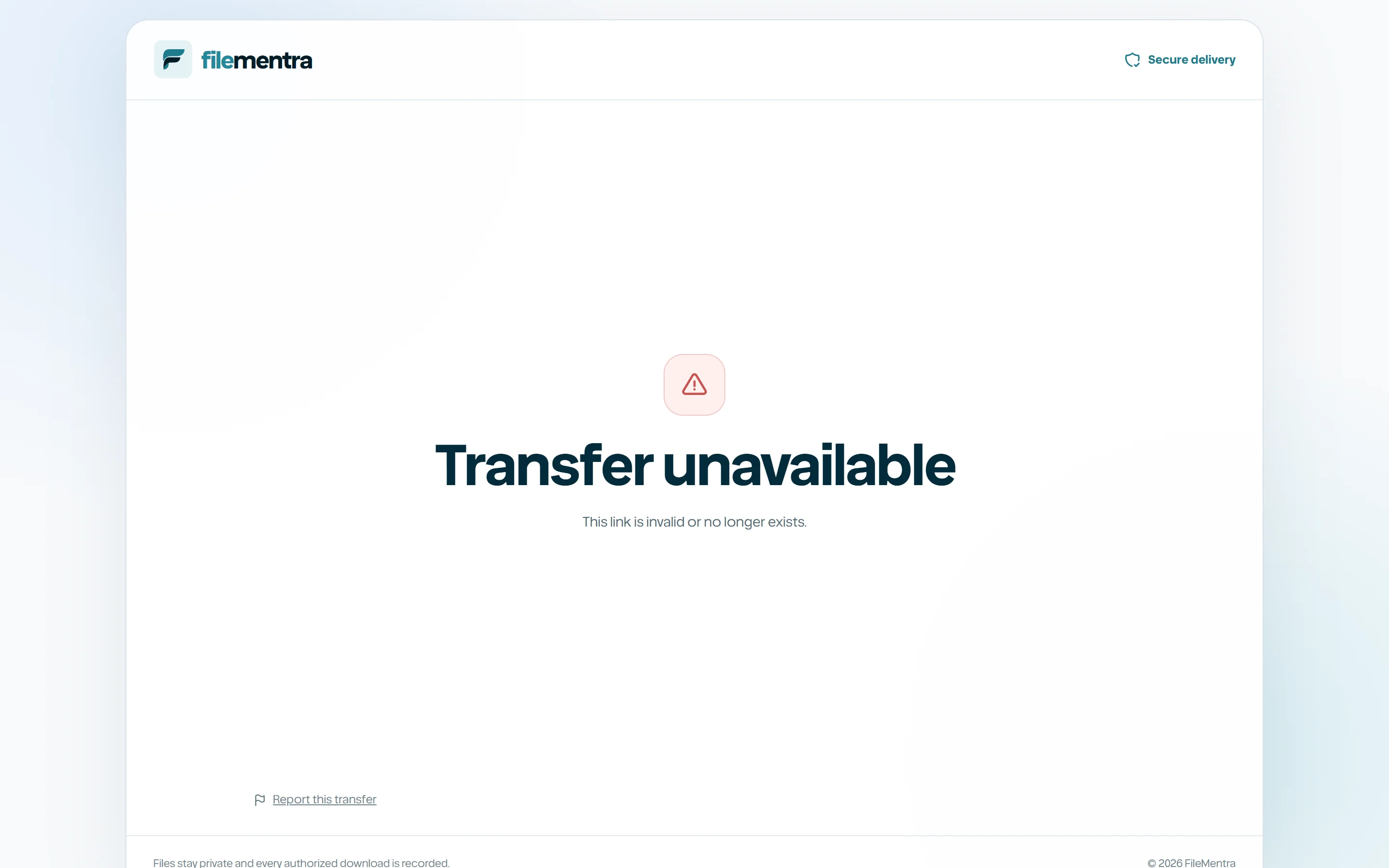 Safe error state that does not disclose protected file details.