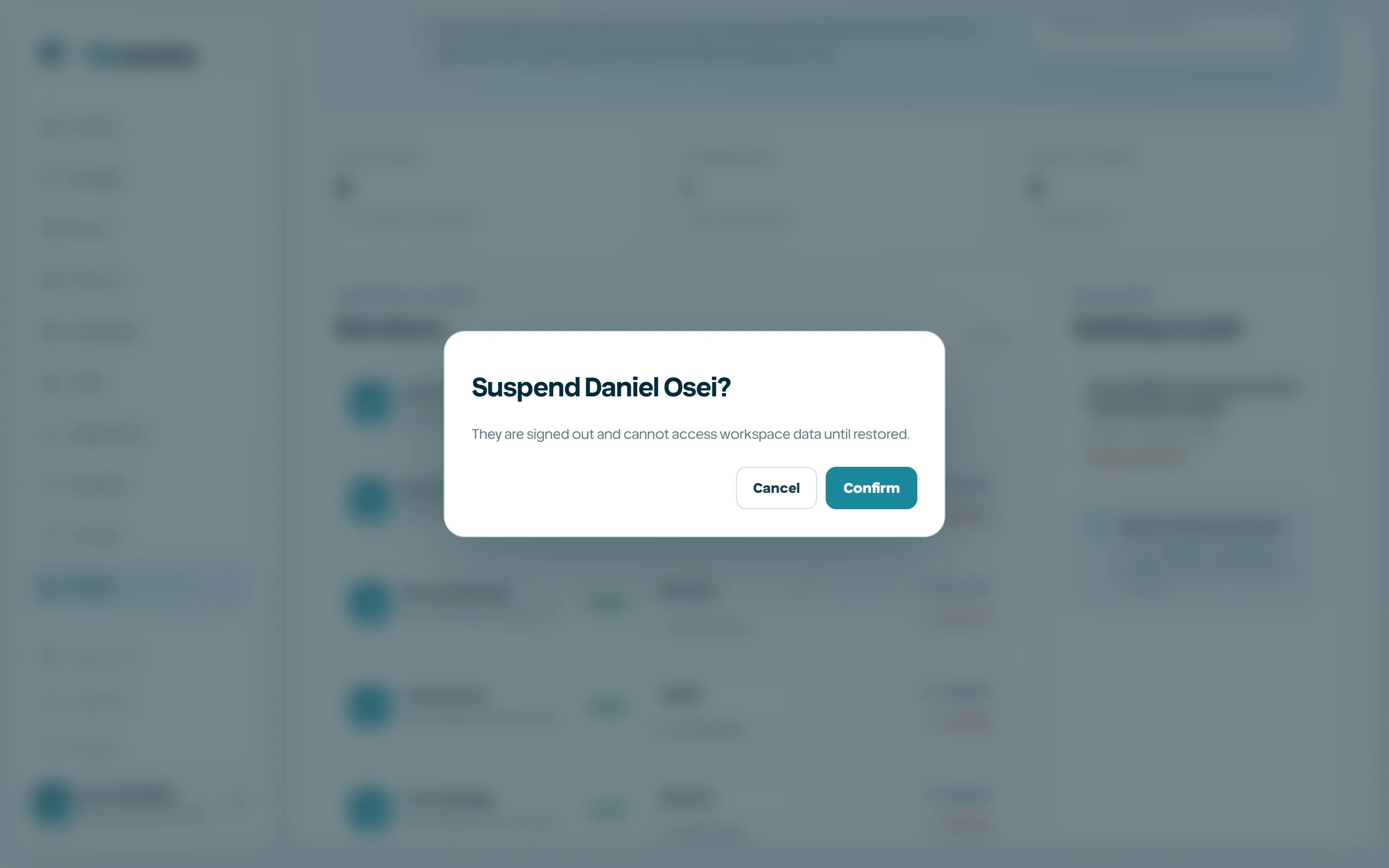 Member actions with ownership-impact confirmation.